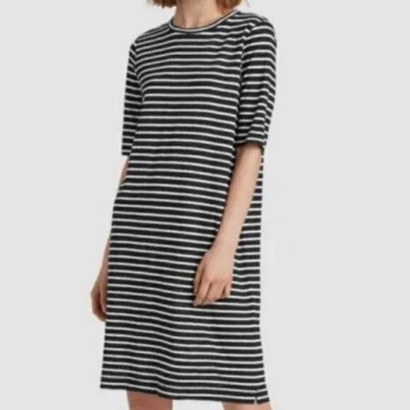 Eileen Fisher Black White Striped Knit Organic Linen Dress Size Small - Picture 7 of 10